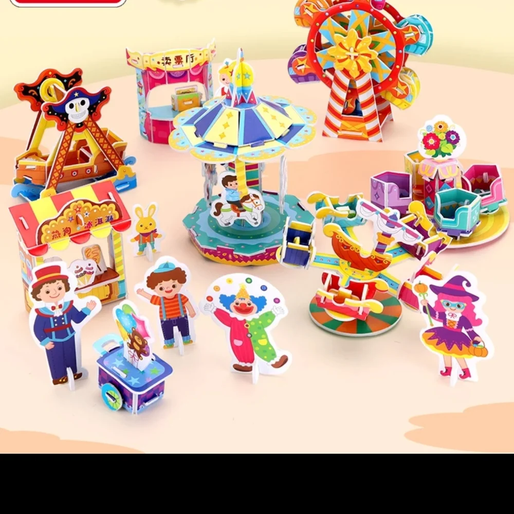 3D puzzle craft for kids adults amusement park educational toy Carousel 5 6 7 8+